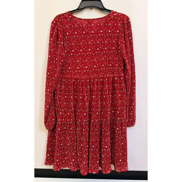 Babydoll Dress Long Sleeve Plisse Pleated - Picture 2 of 2